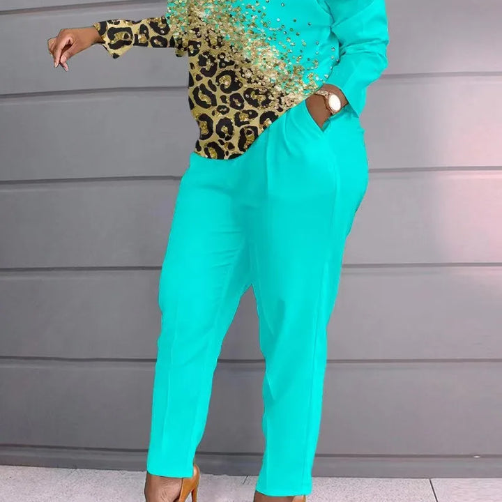 Two Piece Set Long Sleeve T Shirt Tops Pants Suit Women Tracksuit Sets.