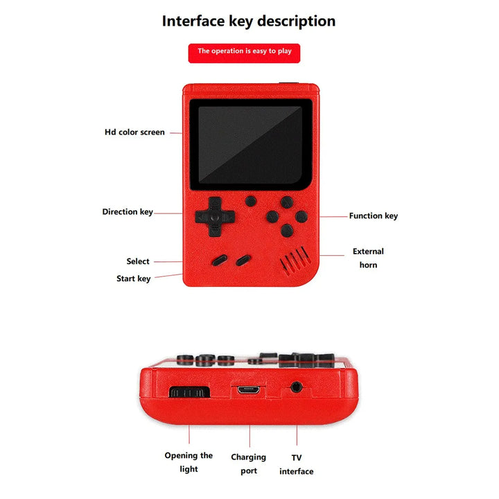 A Red Retro Classic Games Children's  With 400 Game Charging Can Be Connected To The TV