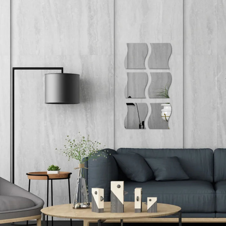 6pcs 3D Mirror Wall Stickers for Living Room