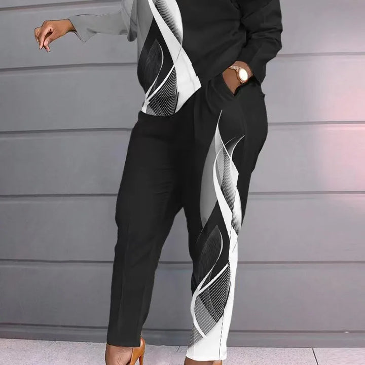 Two Piece Set Long Sleeve T Shirt Tops Pants Suit Women Tracksuit Sets.