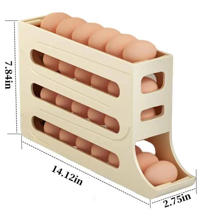 Refrigerator Egg Storage Box, 4 Tier Rolling Egg Holder Dispenser, Kitchen Automatic Scrolling Egg Holder Kitchen