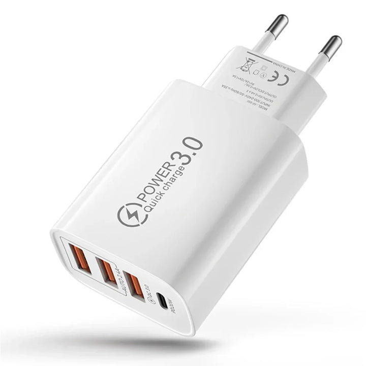Charge Power 20W PD 4 Ports USB 5V4 A Adapter Mobile Phone Charger QC3.0 Charging EU/US Plug Outlet Travel Charger 110V 220V