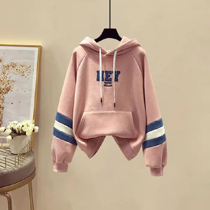 Sports Set for Women in Spring and Autumn New Korean Version Color Blocking Hooded Top Casual Pants Age Reducing Two-piece Set