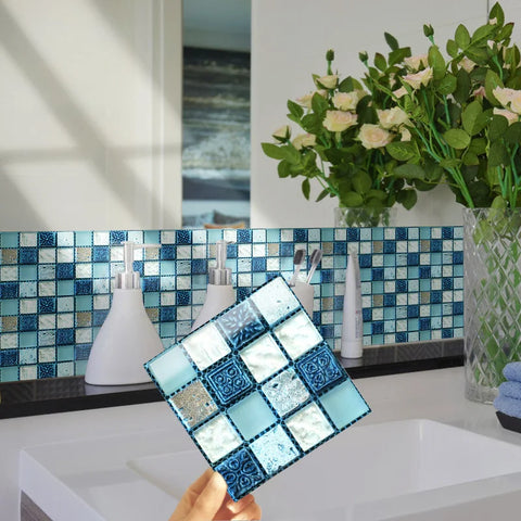 20pcs Mosaic Tiles Kitchen Wall Stickers Waterproof 10x10cm Pvc