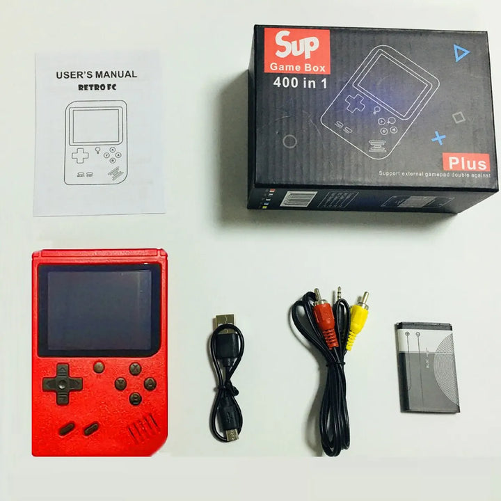 A Red Retro Classic Games Children's  With 400 Game Charging Can Be Connected To The TV