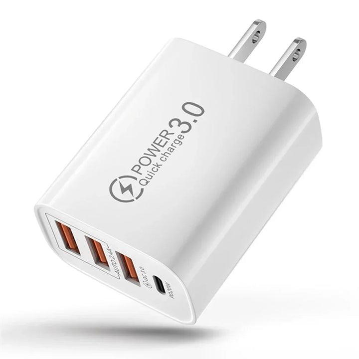 Charge Power 20W PD 4 Ports USB 5V4 A Adapter Mobile Phone Charger QC3.0 Charging EU/US Plug Outlet Travel Charger 110V 220V