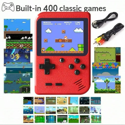 A Red Retro Classic Games Children's  With 400 Game Charging Can Be Connected To The TV
