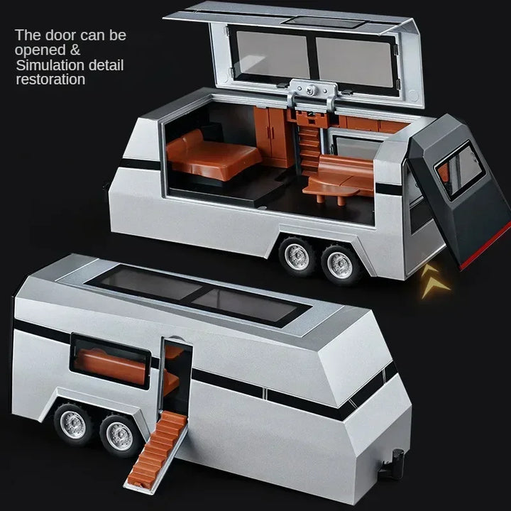 Tesla Cybertruck Pickup Trailer Alloy Car Model Diecasts Metal Toy Off-road Vehicles Truck Model Sound and Light Gifts for Kids