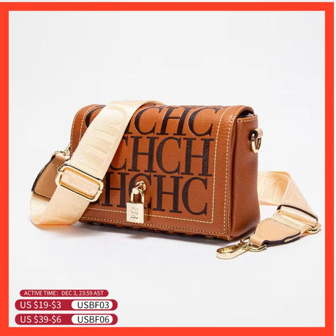 CH Fashion Design 2024 New Solid Colour Printed Head Bag Model Metal Accessories Buckle Women's Shoulder Bag Luxury Brand