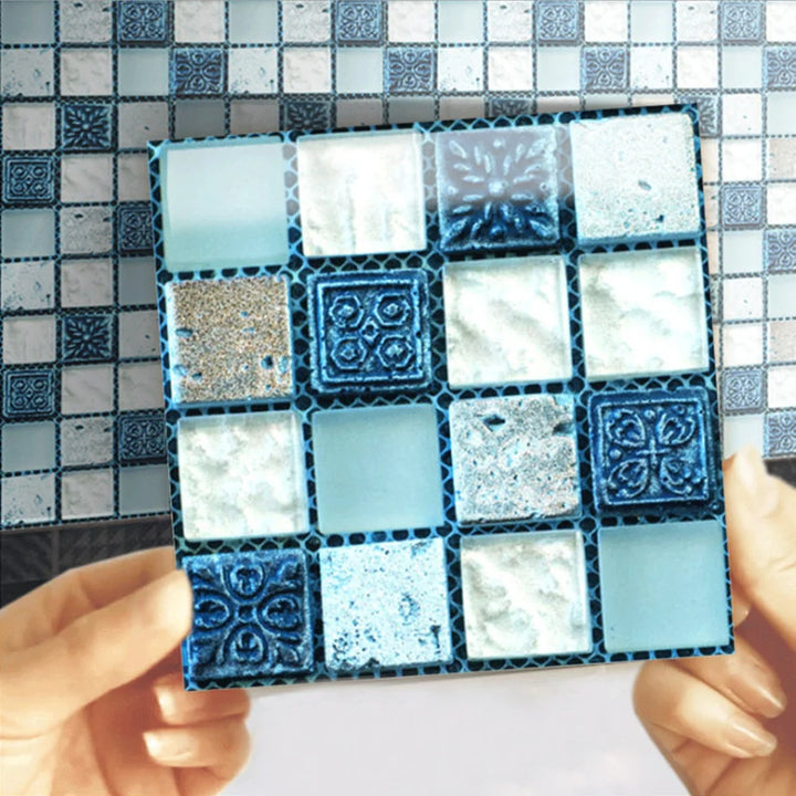 20pcs Mosaic Tiles Kitchen Wall Stickers Waterproof 10x10cm Pvc