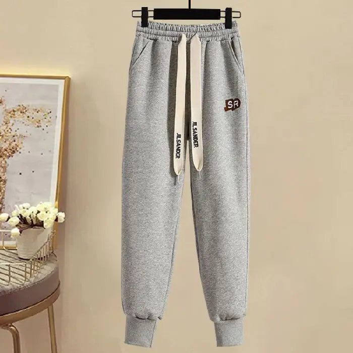 Sports Set for Women in Spring and Autumn New Korean Version Color Blocking Hooded Top Casual Pants Age Reducing Two-piece Set