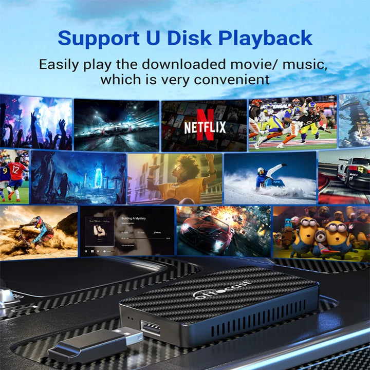 Ottocast Android Ai Box Wireless CarPlay Android Auto Adapter Built in Youtube Netflix Spotify IPTV for Car with Wired Carplay
