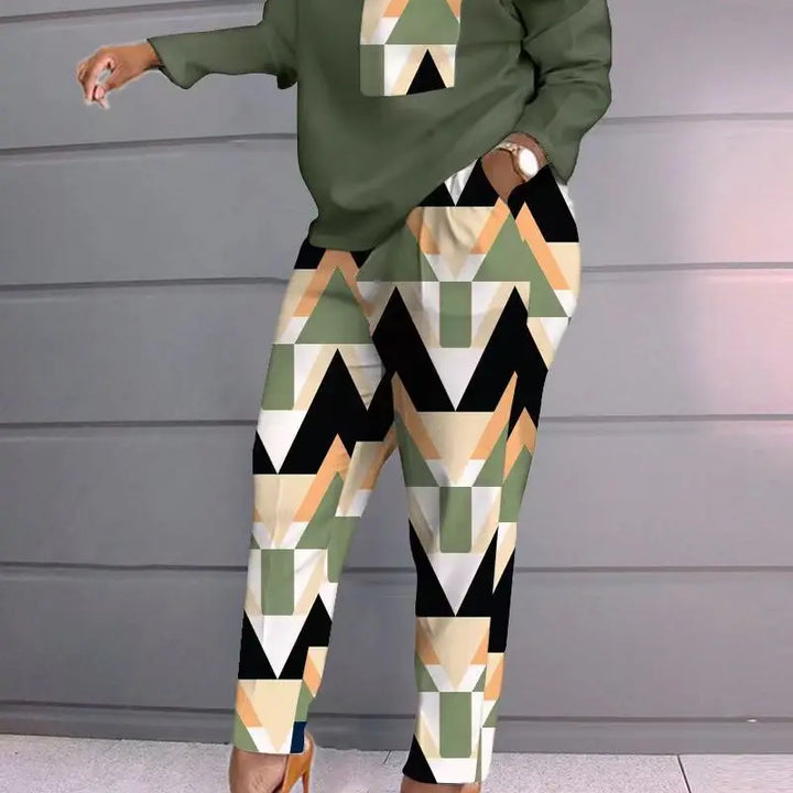 Two Piece Set Long Sleeve T Shirt Tops Pants Suit Women Tracksuit Sets.