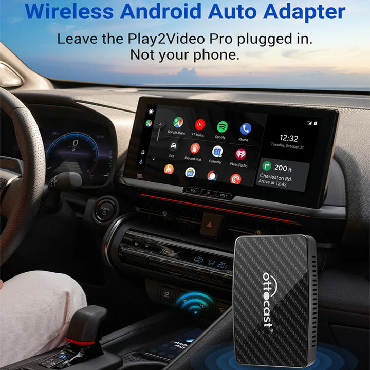 Ottocast Android Ai Box Wireless CarPlay Android Auto Adapter Built in Youtube Netflix Spotify IPTV for Car with Wired Carplay