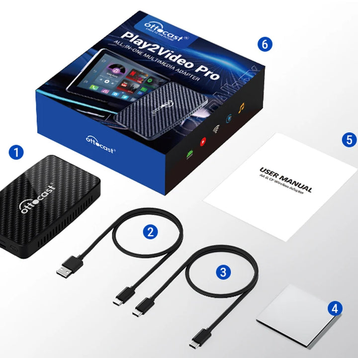 Ottocast Android Ai Box Wireless CarPlay Android Auto Adapter Built in Youtube Netflix Spotify IPTV for Car with Wired Carplay