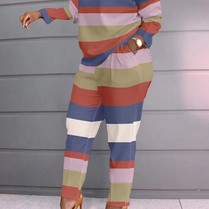 Two Piece Set Long Sleeve T Shirt Tops Pants Suit Women Tracksuit Sets.