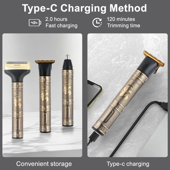 Professional Hair Clipper Trimmer, Cordless Electric Razor, 3-in-1 Hair Grooming Kit For Men, Gifts For Men, Father's Day Gift