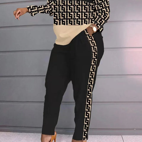 Two Piece Set Long Sleeve T Shirt Tops Pants Suit Women Tracksuit Sets.