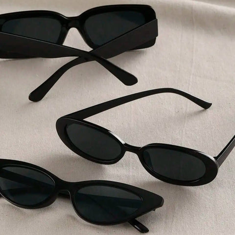 Frame Fashion Sunglasses For Outdoor Travel Hiking Cat Eye&Round&Square Plastic 3PCS Unisex
