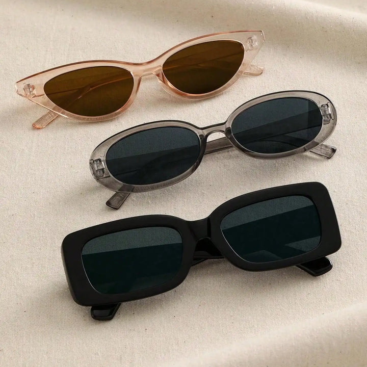 Frame Fashion Sunglasses For Outdoor Travel Hiking Cat Eye&Round&Square Plastic 3PCS Unisex